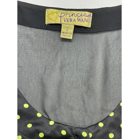 Princess Vera Wang 7 Tunic Top Dress Pleated Black Green Polka Dots Sheer Back - Picture 4 of 8